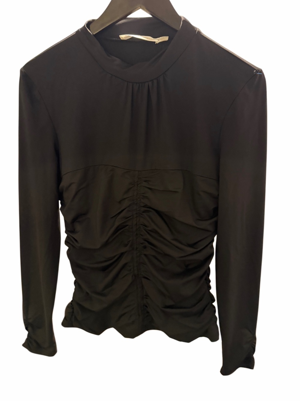 Rachel Parcell Black Long-Sleeve Ruched Front Blouse
